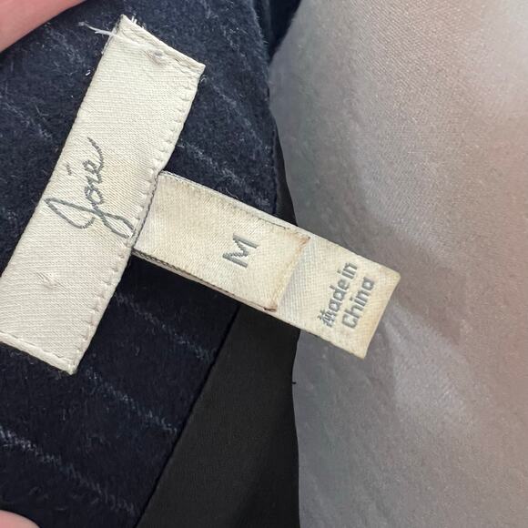 Joie Iveta Skirt Medium Black Pinstripe High Waist Flounce Hem Work Preppy Chic - Picture 9 of 10